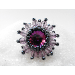Prsten Swarovski rivoli Fuchsia