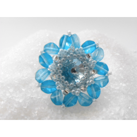 Prsten Swarovski rivoli Aqamarine