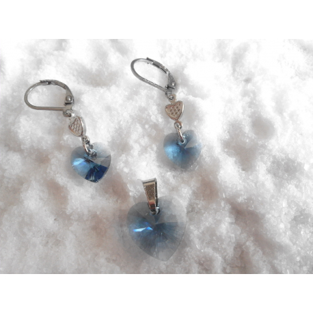 Swarovski souprava srdce - ocel