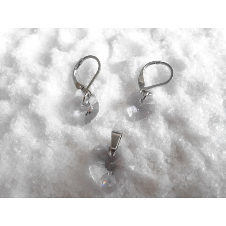 Swarovski souprava srdce - ocel
