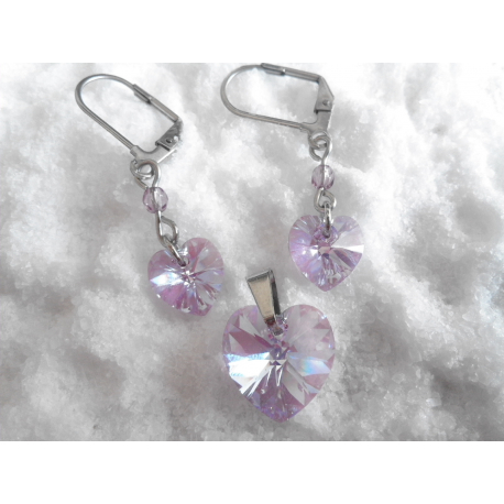 Swarovski souprava srdce - ocel